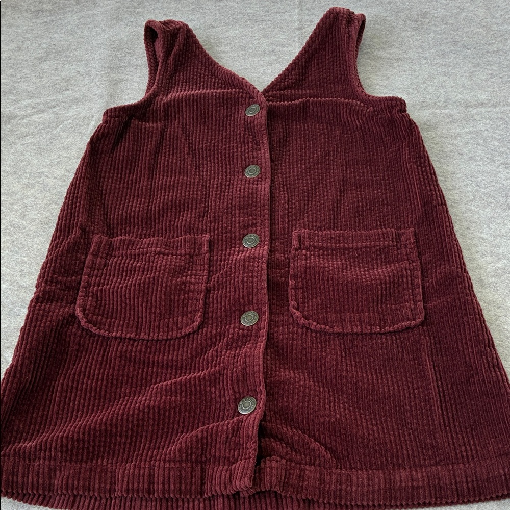 Old Navy Girls Burgundy Corduroy Button-Front Dress